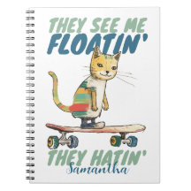 Funny cat skate board they hatin gift for kids