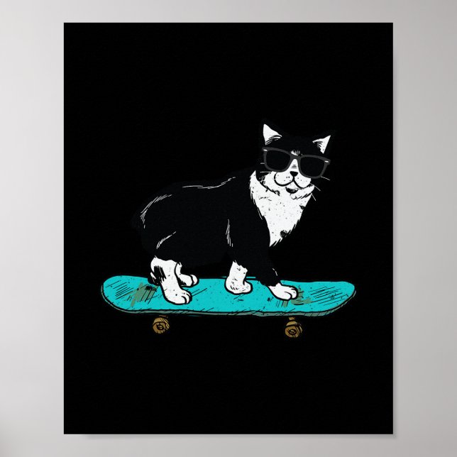 Funny Cat Skateboarding  Poster (Front)