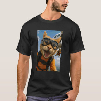 Funny Cat Sky Diving Diver Animal Lover Zoo Mum Da T-Shirt