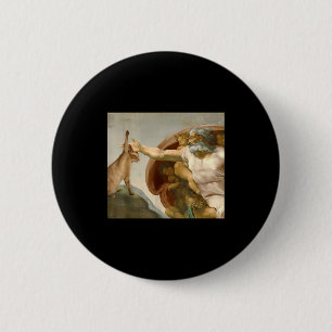 Funny cat slap sarcastic creation of adam reverse 6 cm round badge