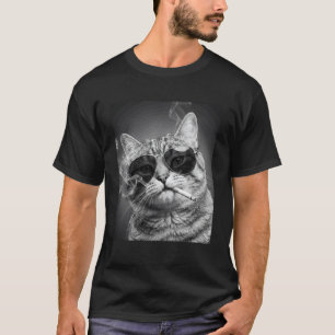 Funny Cat Smoking Cigarette Photo Booth Meme T-Shirt