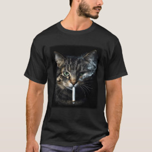 Funny Cat Smoking Cigarette Tabby Cat Meme Father' T-Shirt