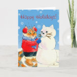 Funny cat snowman Christmas winter card<br><div class="desc">You can customise the greeting on the front or inside this card if you'd like.  Matching postage stamps and other products with this image are also available in my Zazzle store.</div>