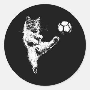 Funny Cat Soccer Ball Graphic T-shirt.png Classic Round Sticker