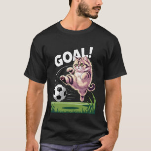 Funny Cat Soccer Goal Kick Football Humour Sports T-Shirt