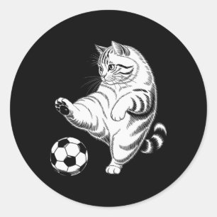 Funny Cat Soccer Ll Graphic  Classic Round Sticker