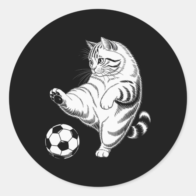 Funny Cat Soccer Ll Graphic  Classic Round Sticker (Front)