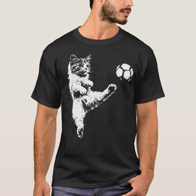 Funny Cat Soccer T-Shirt (Front)