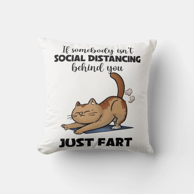 Funny Cat Social Distancing Saying Cushion (Front)