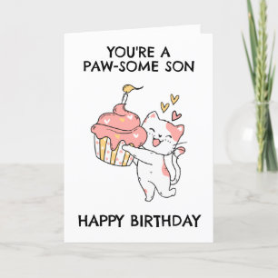 funny cat son birthday cards