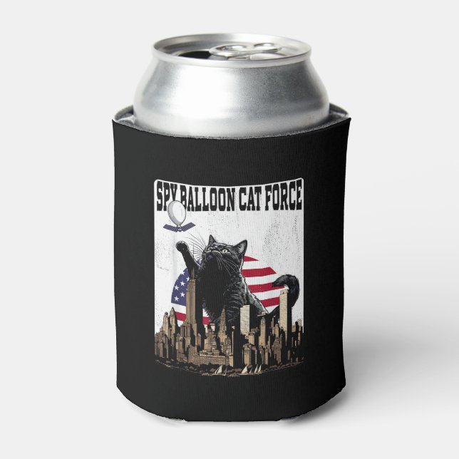 Funny Cat Spy Balloon Can Cooler (Can Front)
