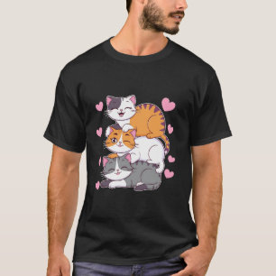 Funny Cat Stacked Pile kitty Cute Cats Kawaii cute T-Shirt