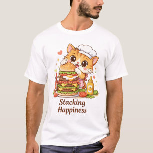 🍔 Funny Cat Stacking Burger – Cute Cooking T-Shirt