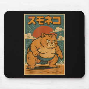Funny Cat Sumo Wrestler Japanese Art Anime Ukiyo-e Mouse Pad
