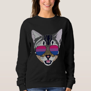 Funny Cat Sunglasses Bisexual Bi Pride Flag Gift Sweatshirt