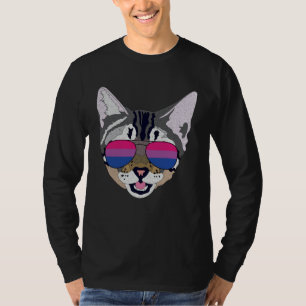 Funny Cat Sunglasses Bisexual Bi Pride Flag Gift T-Shirt