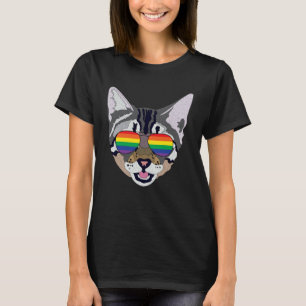 Funny Cat Sunglasses Rainbow Gay Pride Flag Gift T-Shirt