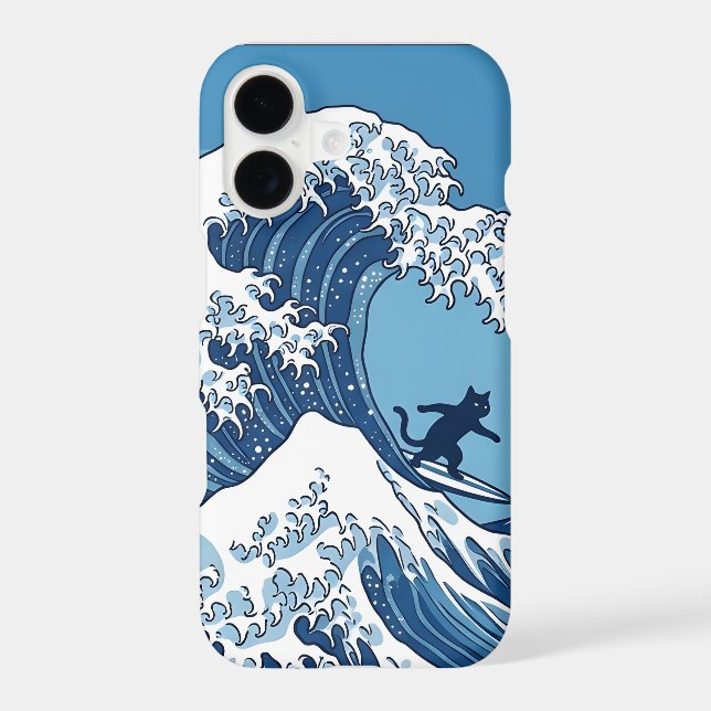 Funny Cat Surfing Great Wave Off Kanagawa - Japane (Back)