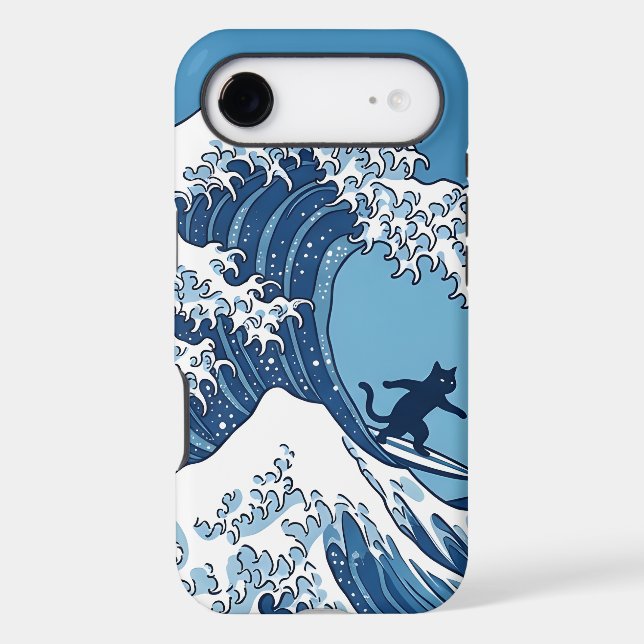Funny Cat Surfing Great Wave Off Kanagawa - Japane (Back)