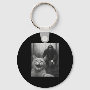 Funny Cat Surprised Happy Selfie With Bigfoot Doin Key Ring