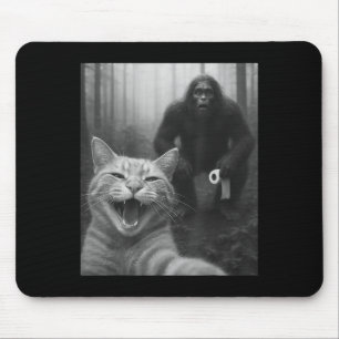 Funny Cat Surprised Happy Selfie With Bigfoot Doin Mouse Pad