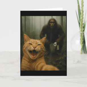 Funny Cat Surprised Happy Selfie With Bigfoot Sasq Card