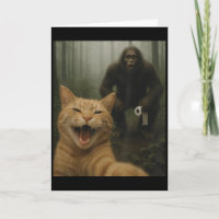 Funny Cat Surprised Happy Selfie With Bigfoot Sasq