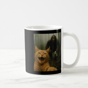 Funny Cat Surprised Happy Selfie With Bigfoot Sasq Coffee Mug