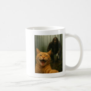 Funny Cat Surprised Happy Selfie With Bigfoot Sasq Coffee Mug