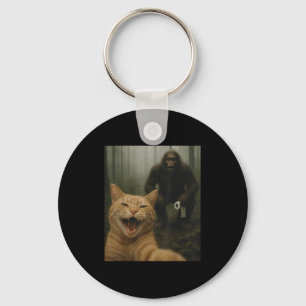 Funny Cat Surprised Happy Selfie With Bigfoot Sasq Key Ring