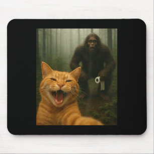 Funny Cat Surprised Happy Selfie With Bigfoot Sasq Mouse Pad