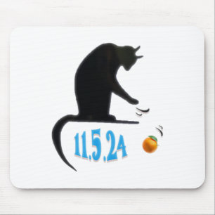 Funny Cat Swatting Orange Off Table On Election Da Mouse Pad