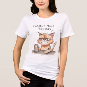 Funny Cat T-Shirt   Current Mood Monday Tri-Blend Shirt