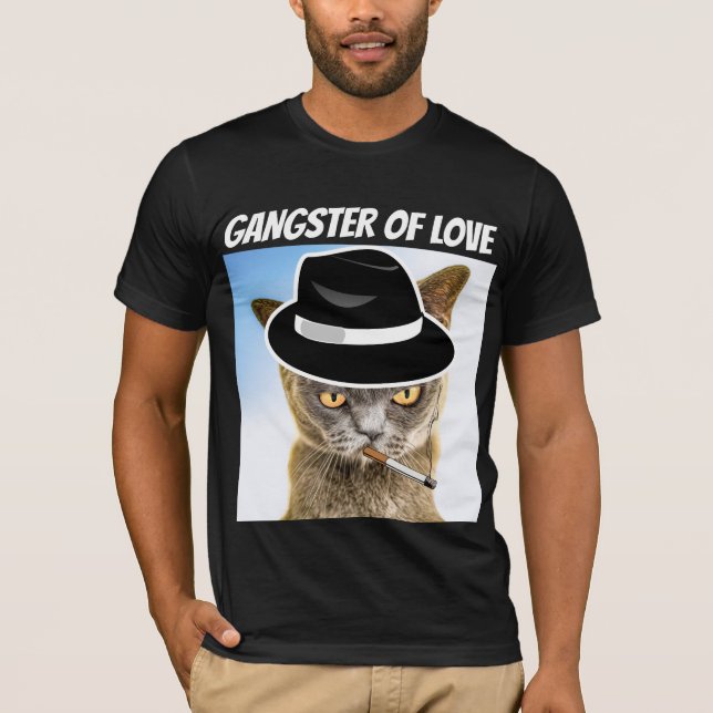 FUNNY CAT T-SHIRT GANGSTER OF LOVE  (Front)