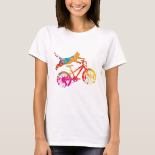 Funny cat t-shirt on a painting bike.