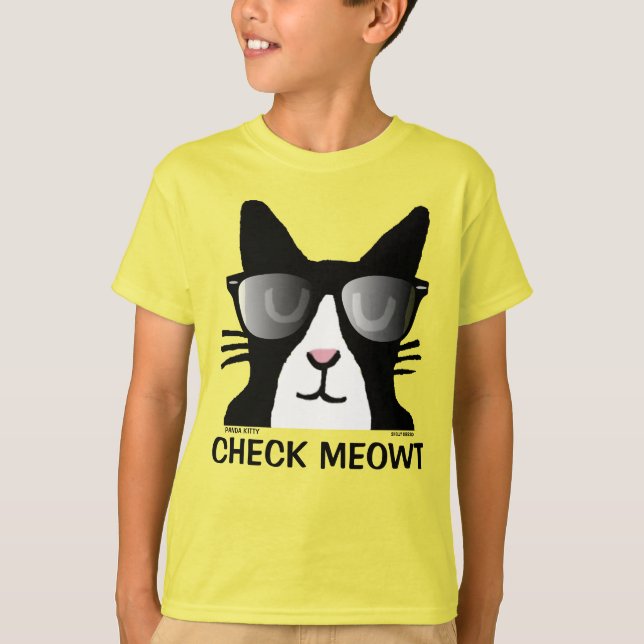 Funny Cat t-shirts for kids, CHECK MEOWT (Front)