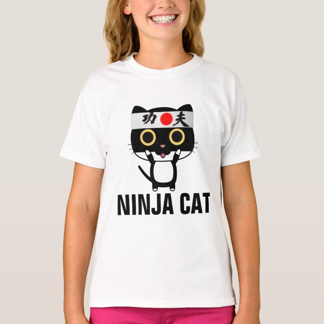 Funny cat T-shirts for kids NINJA CAT (Front)