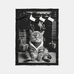 Funny Cat Taking A Selfie Christmas Xmas Pyjamas H Fleece Blanket