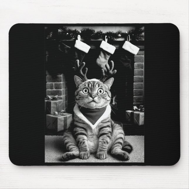 Funny Cat Taking A Selfie Christmas Xmas Pyjamas H Mouse Pad (Front)