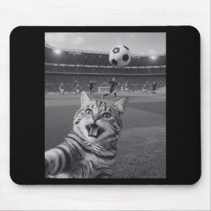 Funny Cat Taking Selfie At Footll Soccer Stadium S Mouse Pad