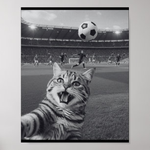 Funny Cat Taking Selfie At Footll Soccer Stadium S Poster