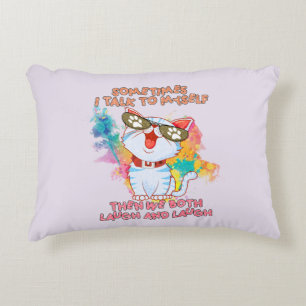 Funny Cat Talking to Itself –Cute and Humourous Ca Decorative Cushion