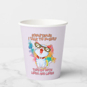Funny Cat Talking to Itself –Cute and Humourous Ca Paper Cups