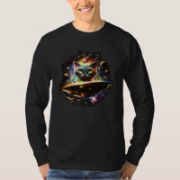 Funny Cat Tee, Galaxy Cat Spaceship Alien Cat 1