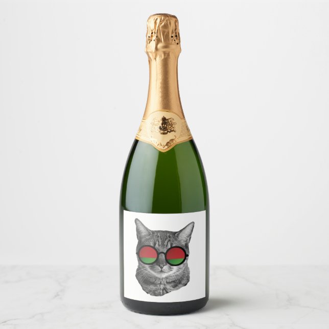 Funny Cat Tee Shirt - Belarus Sparkling Wine Label (Front)