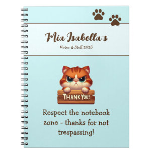 Funny Cat Thank You Paws Notebook Customisable