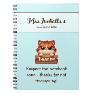 Funny Cat Thank You Privacy Notebook Customisable