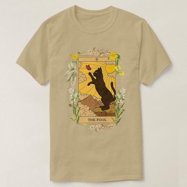 Funny Cat The Fool Tarot Card Halloween Costume Ca T-Shirt (Design Front)