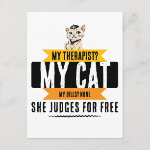 Funny Cat Therapist Quote Humour for Cat Lovers Postcard