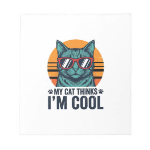 Funny Cat Thinks Im Cool Vintage Notepad